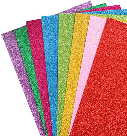 SUPVOX 10 fogli di schiuma glitterata in schiuma di EVA glitterati dorati lucidi, in microspugna, colori assortiti
