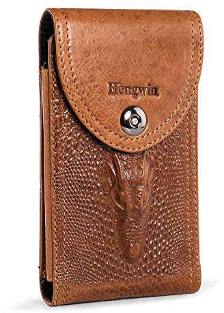 Hengwin Handytasche Echtes Leder für iPhone 16 Pro Max 16 Plus 15 14 13 12 Pro Max, Handyhüllen Handy Holster Tasche für Samsung Galaxy S25 S24 S23 Ultra S25+ A06 f06 5G Gürteltasche mit Gürtel Clip