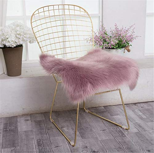 Hava Kolari Teppich Schaffell Sitzkissen Lammfellimitat Longhair Bettvorleger Faux Lammfell Nachahmung Sitzauflage Wolle Sofa Matte (60 * 60cm,Weintraube Lila)