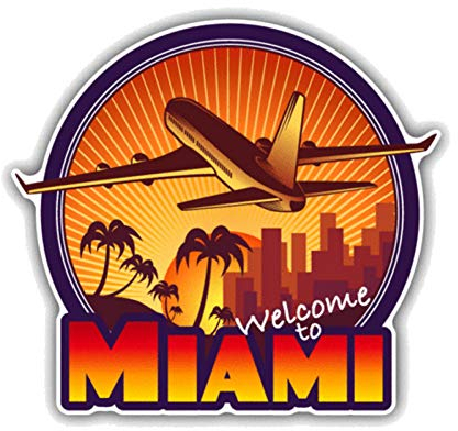 SUIFENG Aufkleber 12.7 cm X 11.5 cm Willkommen Bei Miami Travel PVC Motorcycle Car Sticker
