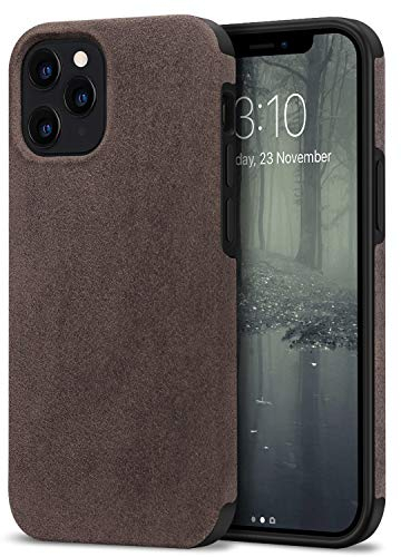 TENDLIN Kompatibel mit iPhone 12 Pro Max Hülle Aus Alcantara Material und TPU Silikon Hybrid Komfortable Handyhülle für iPhone 12 Pro Max Case (Braun)