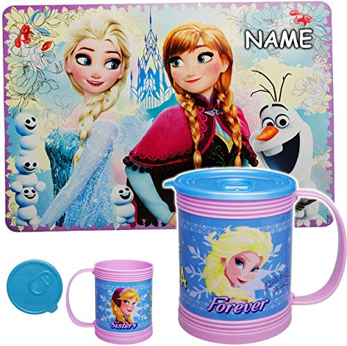 alles-meine.de GmbH 2 TLG. Set: Trinkbecher/Henkeltasse + Unterlage - die Eiskönigin - Frozen - inkl. Name - Tasse - 430 ml - mit Deckel - wasserdicht & auslaufsicher - BPA fre..