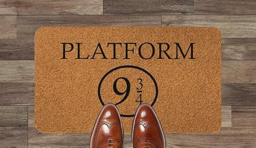 Platform 9 3/4 Harry Potter Fans Coir Synthetic Nylon Light Grey Brown Cream Green Novelty Door Mat (Syn Coir (Outdoor))