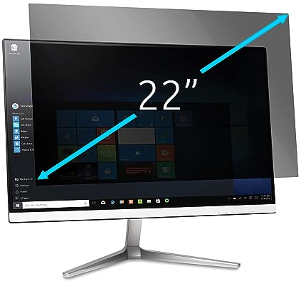 Kensington Monitor Privacy Screen Filter, 2-Way Removable Protector for 22 16:10 Monitors, Anti Glare Coating, Reversible Screen Cover with Blue Light Reduction to Prevent Eye Strain (628336)