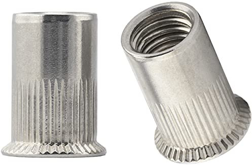 OPIOL QUALITY® Senkkopf Einnietmuttern Rundschaft M5x13,5 mm aus Edelstahl A2 V2A (50 Stück) Offen Gerändelt Nietmuttern Gewindenieten Blindnietmutter Blindmuttern Rund Gewinde