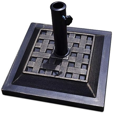 DREAMADE Sonnenschirmständer aus Harz, Schirmständer für Schirme mit Durchmesser 38mm/48mm, Gartenschirmständer für Sonnenschirm Gartenschirm Marktschirm, Bronze