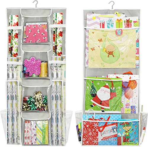 Simple Houseware Doppelseitig hängende Geschenkpapier-Organizer- Aufbewahrungstaschen, (1er-Set)