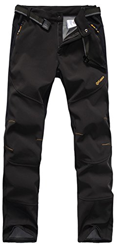 GITVIENAR Herren Gefüttert Winterhose wasserdicht Winddicht atmungsaktiv warm Verdickte Softshellhose Berghose Funktionshose Trekkinghose Wanderhose Herren Outdoorhose Herbst Winter (Schwarz, XXL)