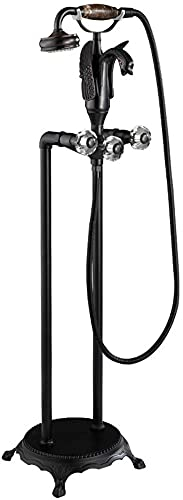 Retro Freistehende Wasserhahn Badewanne Armatur Doppel Badewannenarmatur Mischbatterie Dusche Armaturen Kupfer Armaturen Badezimmerarmatur Mischbatterie Badewanne-Vintage Schwarz