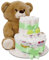 MilaBoo® Grün Windeltorte Neutral mit kuscheligen großen Teddybär I hochwertiges Neugeborenen Geschenk mit Windeln und Produkten I persönliches Babygeschenk zur Geburt