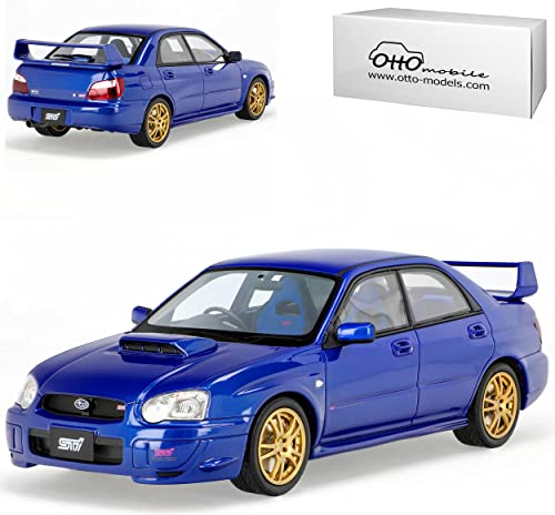 alles-meine.de GmbH Subaru Impreza WRX STI Limousine GD C-E Blau Metallic Phase 2 2002-2005 Nr 369 1/18 Otto Modell Auto mit individiuellem Wunschkennzeichen