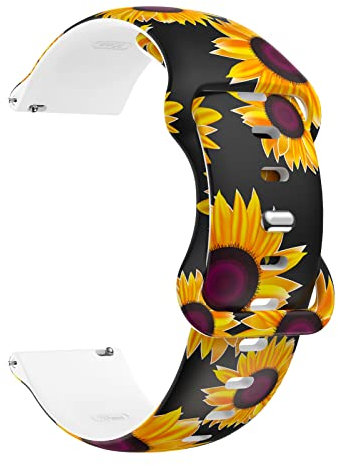 Weayege Silikon Uhrenarmband 20mm 22mm,Schnellverschluss,Armband,Edelstahlschließe, Ersatzband 20mm 22mm (20mm, Sunflower)