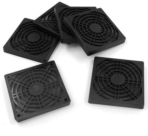 Unlorspy 6 Pcs Black Cooling Fan Filter 80 mm Square Plastic Case Fan Filter Cover PC Computer Case Mesh