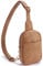 Telena Klein Brusttasche Damen, Sling Bag Damen Umhängetasche Kleiner Crossbody Bag Kunstleder Schultertasche Mini, Hellbraun