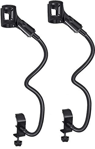 Povxlum 2 Pcs Microphone Adjustable Stand Flexible Gooseneck Desktop Stands Desk Clamp Recording Equipment for Meeting Lecture