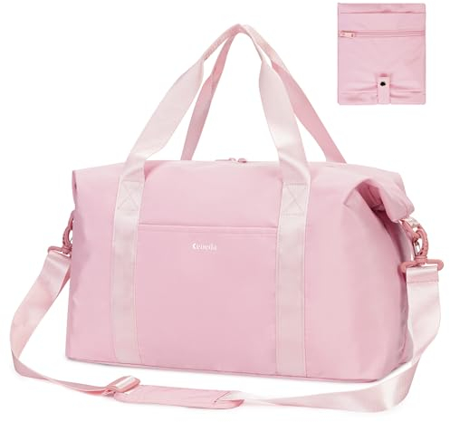 Easyjet Cabin Bag 45x36x20 Foldable Travel Duffel Bag 30L Under seat Carry on Hand Luggage Bag Waterproof Weekend Overnight Bag for Women and Men with Detachable Shoulder Strap(Pink)
