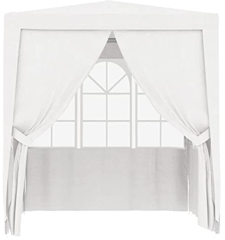 Coavain Tonnelle avec parois latérales, 2,5 x 2,5 m, blanche, 90 g/m², résistante aux UV et à l'eau, facile à monter, cadre robuste, tente, réunions et fêtes en plein air