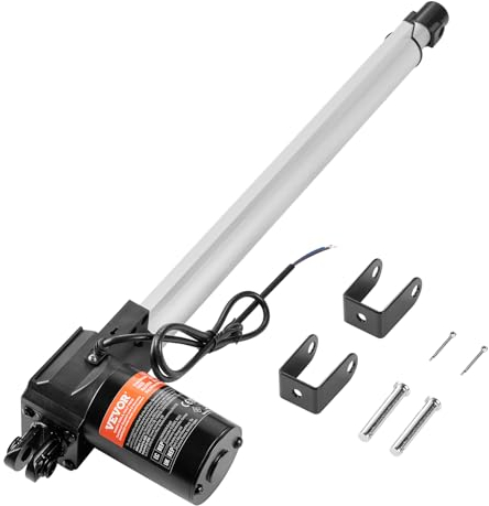 VEVOR Attuatore lineare 12V, Attuatore lineare da 16 pollici 1320lbs/6000N, Attuatore lineare da 0,19/s con staffa IP44 per porte elettriche, macchinari industriali, navi da carico
