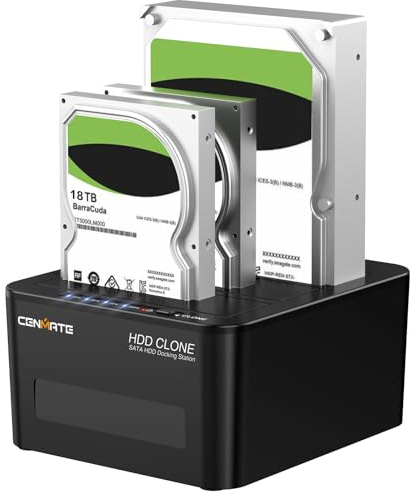 CENMATE Station d'accueil pour Disque Dur à 3 Baies avec Clone Hors Ligne, USB 3.0 vers SATA I/II/III pour Disque Dur HDD/SSD 2,5/3,5 (Prend en Charge 20 to x 3, jusqu'à 6 Gbit/s sous UASP)