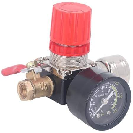 Generic Régulateur De Compresseur D'air Avec Manomètre, Kit De Régulateur De Pression Pour Compresseur D'air Avec Robinet À Tournant Sphérique De 1/4 Pouce, Plage 0-180 Psi