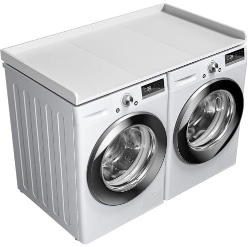 Ulif Laundry Room Washer Dryer Countertop, Washer and Dryer Topper Organization Space 27.5 D x 54 W x 2.6 H, Splicing Style White