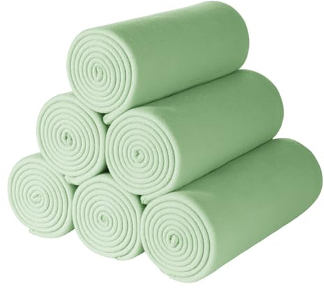 CAI TENG 6er Set Polar-Fleecedecke Tagesdecke 125 X 150 cm Kuscheldecke Oeko Tex Warm und Weich Reisedecke für Couch Sage Grün