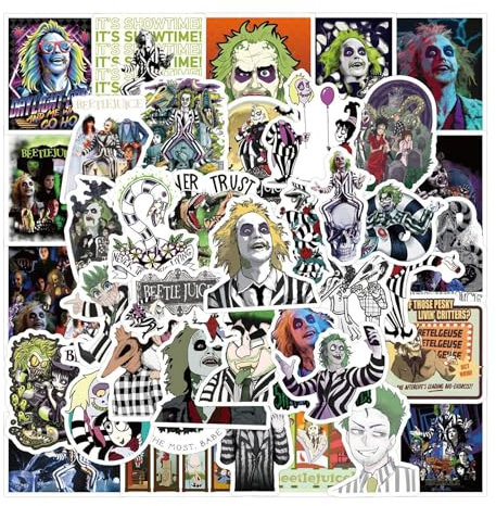 55 Beetle-Juice Graffiti Stickers Waterproof | Hot Movie Large Deluxe Stickers - Laptop, Water Bottle, Scrapbooking, Tablet, Skateboard, Indoor/Outdoor
