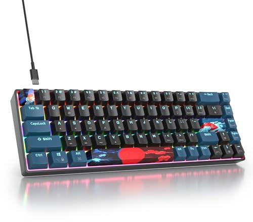 SbocKeeb 65% Tastiera Meccanica Gaming, 68 Tasti Compact Mini Tastiera 60 Percento Retroilluminazione LED,Cablato Tastiera Gaming USB, Americana QWERTY, per PC, Mac, Office, Gaming