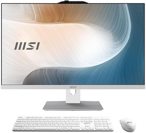 MSI Desktop moderno AM272P AIO: FHD da 27, Intel Core 7-150U, memoria da 32 GB, SSD M.2 NVMe da 1 TB, WiFi 6E, BT 5.3, Windows 11 Home: Bianco 1M-820US