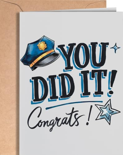 Tarjeta de graduación de policía – Tarjetas de felicitación de policía – Felicidades por aprobar el examen, licencia de policía para hijo, nieto – Nuevo trabajo oficial de policía para mujer, hombre