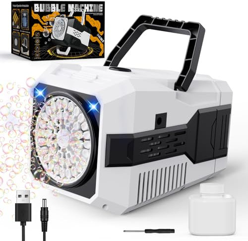 PANACARE Upgrade Portable Soap Bubble Machine, Automatic Soap Bubble Machine 20000+ Bubbles/Minute with Soap Bubble Solution, Kids Soap Bubble Machine Wedding/Easter/Party Gift