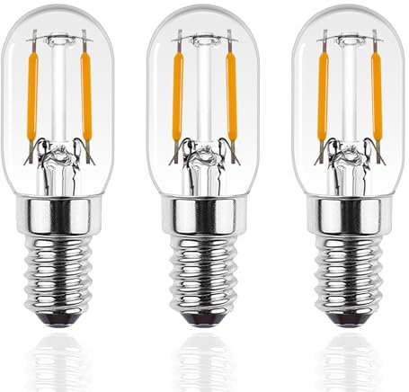 ProCrus Glühbirne E14 LED Warmweiss 1.5W,T22 E14 Vintage Edison Birne Ersatz 15W Glühbirne,2700K,150LM,für Kühlschrank,Nachtlicht,Salzlampe,Nicht Dimmbar,Clear,3 Stück