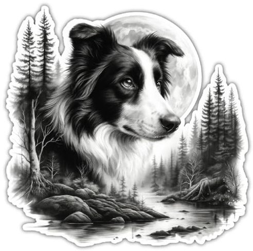 Samunshi® Wandaufkleber Border Collie im Wald Wandsticker für Border Collie Fans perfekt als Wand Dekoration für Wohnzimmer Schlafzimmer Wandtattoo Aufkleber Sticker für Wände 50x50cm