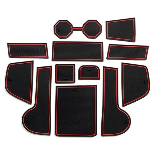 Anti-Slip Rubber Cup Cushion Door Groove Mats Slot Hole Pad For VW For POLO MK6 AW 2018-2021 Interior Accessories Cup Holder Insert(Rosso)