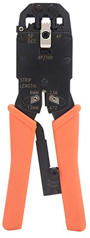 Professionelle Crimpzange aus Hartstahl, Hand-Crimpzange mit ergonomischem Griff für Telekommunikationsanschlüsse RJ10, RJ11, RJ12, FJ45