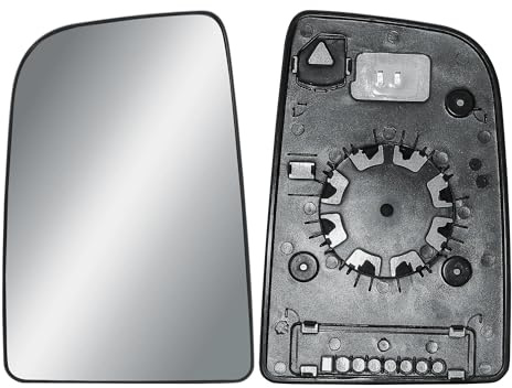 Left Side N/S Upper Wing Mirror Glass for Sprinter 2006-2025 Crafter 06-17 | Passenger Side, Heated Convex Glass, with Support Plate, Direct Replacement, Main View Lens