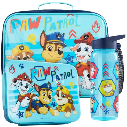 Get Trend Patrulla Canina Bolsa de Almuerzo Niños Set 3 Piezas, Bolsa Isotermica 5 L, Botella 640 ml y Snack Box 2 L Compartimentos, Sin BPA, Ligero y Resistente, Escuela (Multi Paw Patrol)