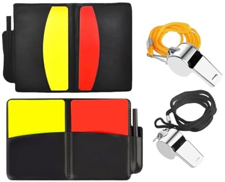 LUDHEP Schiedsrichter Set, 4 Stück, Sport Fußball Schiedsrichter rote und gelbe Karten, mit Schlüsselband, Profi Whistle mit Ausgezeichnetem Klang, für Fußballspiel Schulsport Sport, Hundetraining