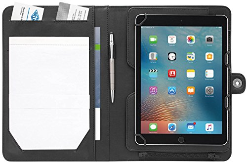 Wedo 586901 Tablet Organizer Accento, Universalhalter 9,7 - 10,5 Zoll, Kunstleder, herausnehmbarer Halter, Präsentationsständer, Reißverschluss, mehrere Fächer, schwarz