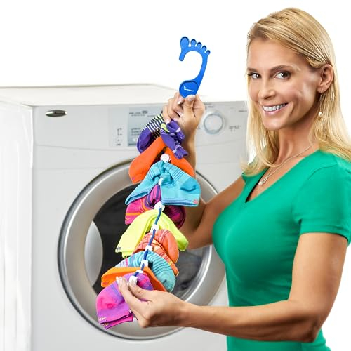 SockDock Sockenwaschwerkzeug & Aufhänger zum Waschen, Trocknen und Au, (Dunkelblau) fbewahren von gepaarten Socken, mit Clips & Verschlüssen, kein Sortieren nötig, Faltbarer Org, (Dunkelblau)