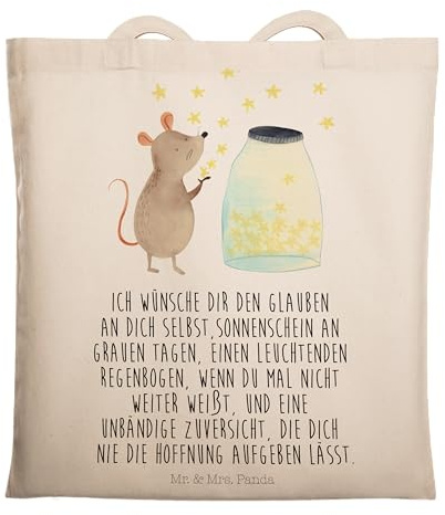 Mr. & Mrs. Panda Tote Bag Maus Sterne - Geschenk, Geburtstag, Einkaufstasche, Tasche, Shopping, Laptoptasche, Schwangerschaft, Geburt, Träume, Lustige Sprüche, Schultasche