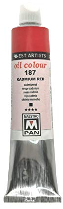 Peinture à l'huile pour artistes 84 couleurs Peinture professionnelle Maestro Pan 45ml Tube (187 Rouge de cadmium)