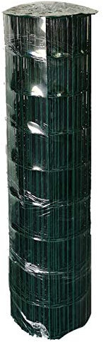 Green Wire Mesh Roll Garden Fencing PVC Coated Galvanised Steel Wire, 0.9m x 25m, Easy to Cut for Indoor Outdoor Chicken Rabbit Fence Garden Barrier Netting 100mm x 75mm Mesh Hole