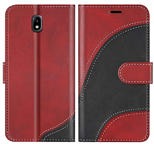 BoxTii Cover per Galaxy J5 2017, Custodia in PU Pelle Portafoglio per Samsung Galaxy J5 2017, Magnetica Cover a Libro con Slot per Schede, Rosso