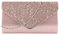 Milya Damen Glitzer Clutch Strass Abendtasche, Braut Envelope Handtasche Hochzeit Party Unterarmtasche Umhängetasche Schultertasche mit Schulterkette, Rosa
