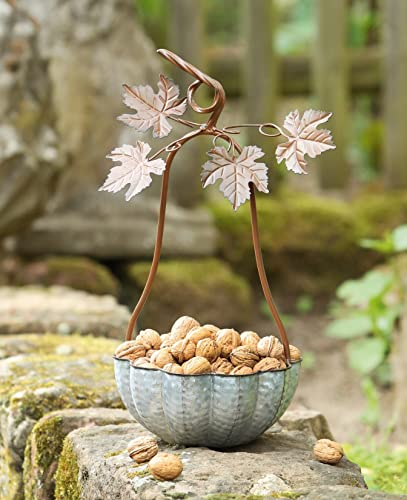 Dekoleidenschaft Dekoschale Kürbis & Wein aus Metall, Herbstdekoration, Gartendekoration, Pflanzschale, Vogeltränke, Wasserstelle, Pflanzgefäß, Garten-Deko für Draußen