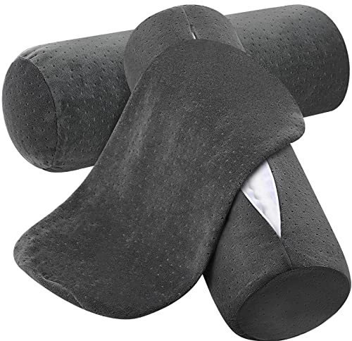 Remerry 2 Pcs 18 x 6 Inches Velvet Neck Roll Pillow Cover with Zipper, Soft Bolster Pillowcases for Cylindrical Pillow (Cover Only, Bolster Not Included)