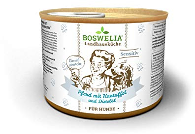 Betty´s Landhausküche Dose Nassfutter Hund, getreidefrei, Beste Qualität, hochwertiges Fleisch, schonend gegart, Bettys, für alle Hunderassen geeignet, Sensitiv Pferd mit Kartoffel & Distelöl 200g