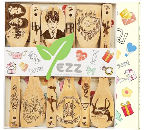 6-teiliges Set aus Holzlöffeln aus Bambus, Qualität Cartoon-Löffel Holzbesteckset, lustiges Küchenkochgeschirrset Zubehör Geschenkidee für Frauen Einweihungsfeier Geburtstag Jubiläum(6 Pack-Magic)