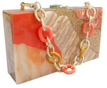 Anopo Pochette y Clutch de Acrílico para Mujer B Oro